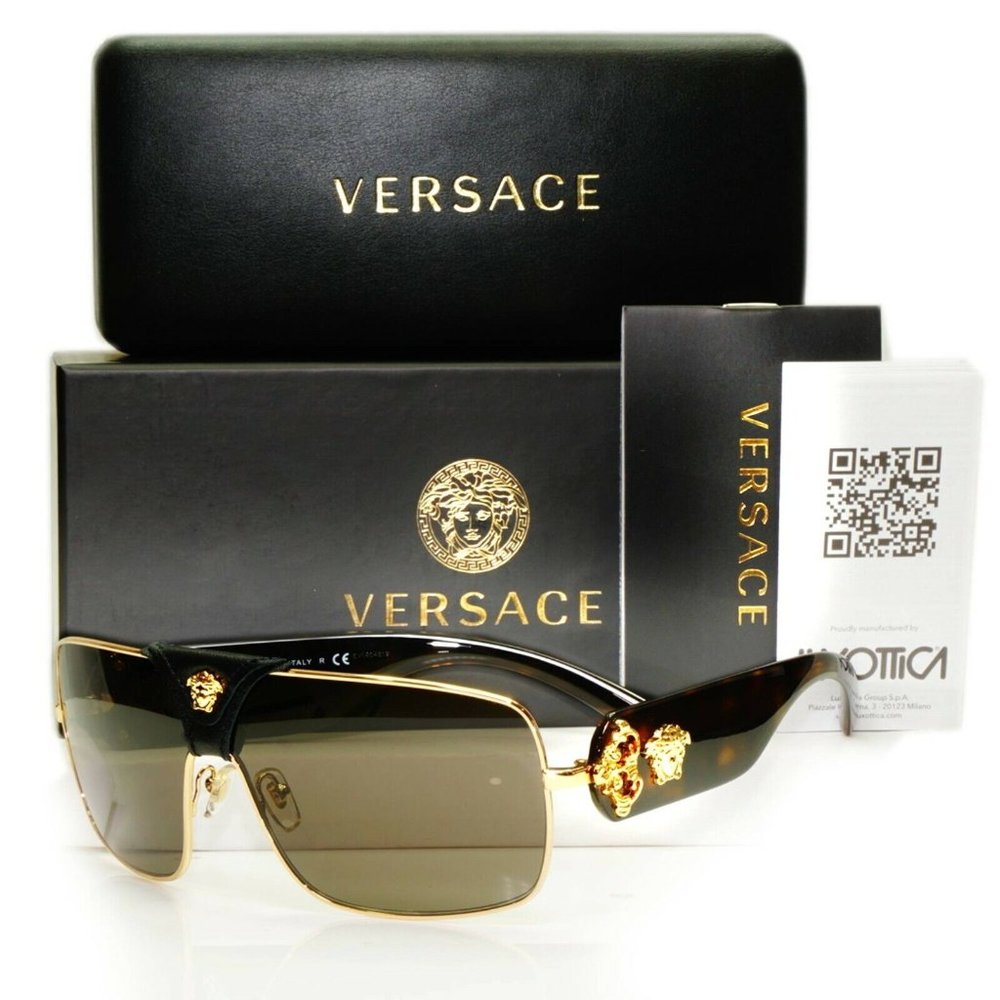 New Versace Brown Men's Unisex Square Sunglasses